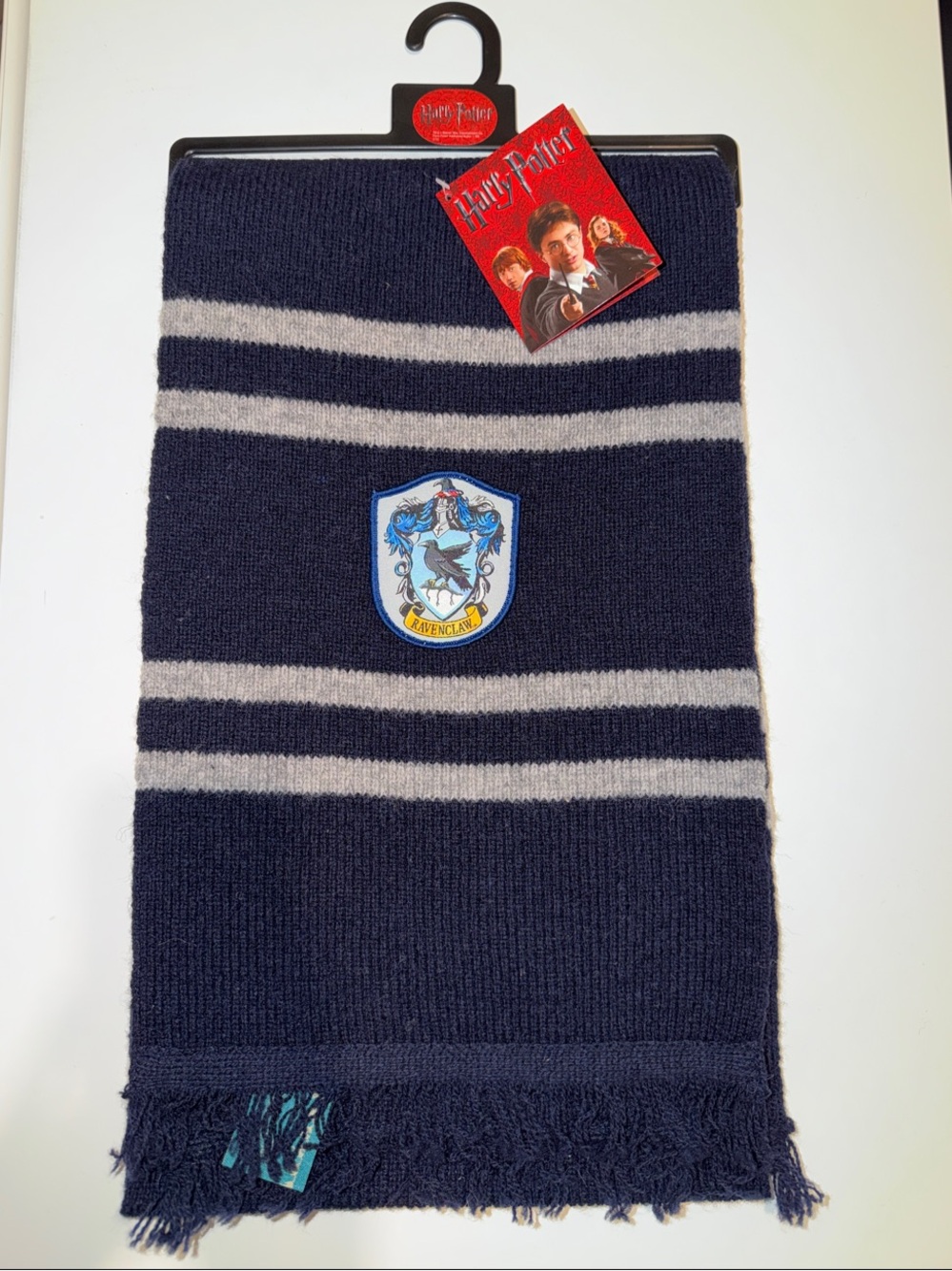 Ravenclaw Kids Navy and Gray Stripe Knit Scarf
